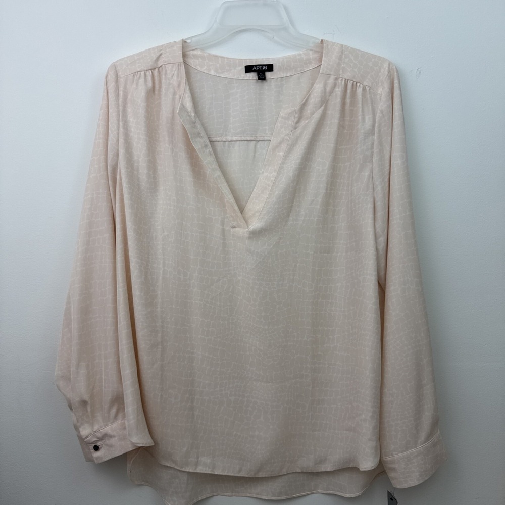 APT 9. Women's Blouse Light Pink Long Sleeve Light Weight Career Size XL